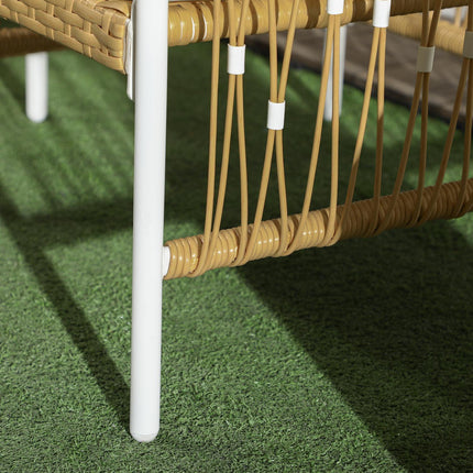 Set 3 mobilier de gradina din ratan cu 2 scaune de gradina si masuta de cafea, mobilier de balcon cu perne, pentru balcon si terasa, galben si crem
