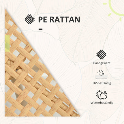Set 3 mobilier de gradina din ratan cu 2 scaune de gradina si masuta de cafea, mobilier de balcon cu perne, pentru balcon si terasa, galben si crem