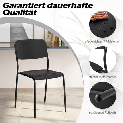 Set de 4 scaune de sufragerie negre, suprapuse, cu picioare metalice