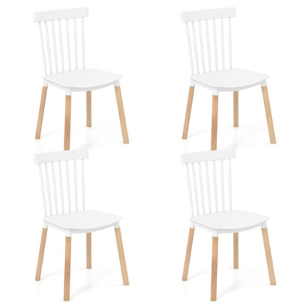 Set de 4 scaune de sufragerie cu spătar și amp; Scaune curbate Scaune fără brațe Alb