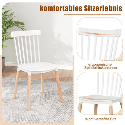 Set de 4 scaune de sufragerie cu spătar și amp; Scaune curbate Scaune fără brațe Alb