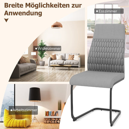 Set de 4 scaune de sufragerie gri fără brațe cu spătar înalt