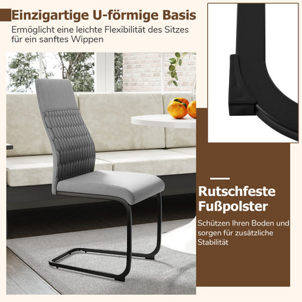 Set de 4 scaune de sufragerie gri fără brațe cu spătar înalt