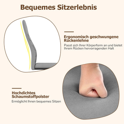 Set de 4 scaune de sufragerie gri fără brațe cu spătar înalt