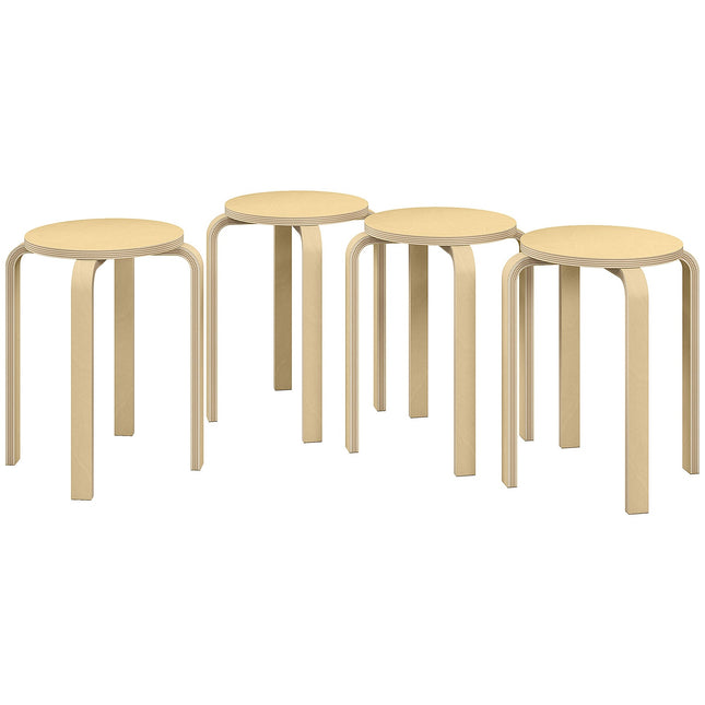 Set de 4 scaune stivuibile, scaune pentru sufragerie cu covoraș antiderapant, scaune multifuncționale pentru sufragerie, sufragerie, natural