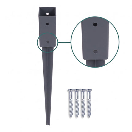 Set de 4 ancore de stâlp din oțel inoxidabil, 61 x 750 mm