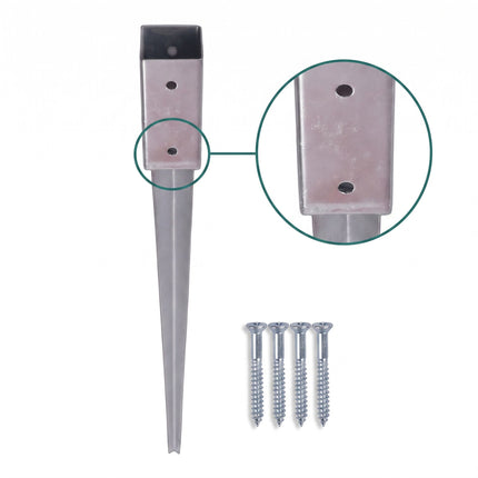 Set de 4 ancore de stâlp din oțel inoxidabil, 81 x 750 mm