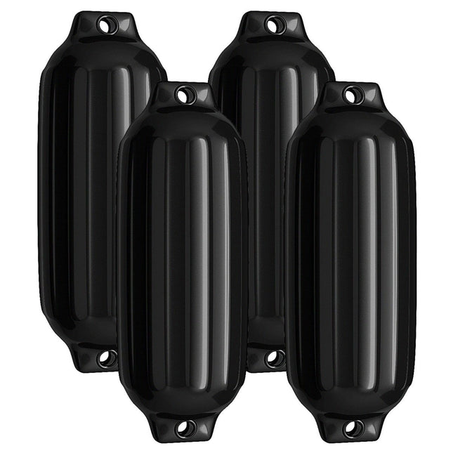 Set of 4 boat fenders, long fenders, ball fenders, boat crash protection, bridge fenders, black, 58 x 16.5 cm