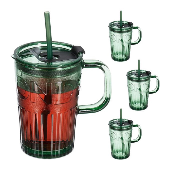 Set of 4 drinking glasses with handles