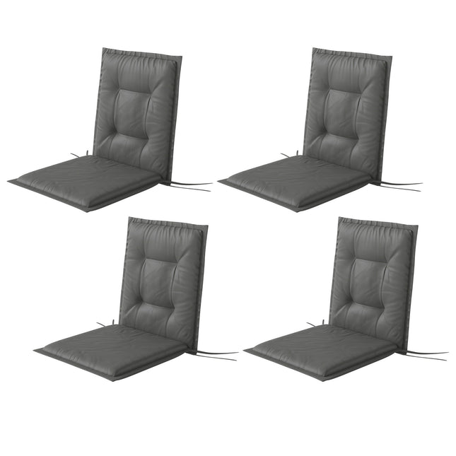 Set 4 perne de sezut 108 x 50 x 5 cm perne de scaun cu legaturi, perna de sezut de interior exterior, perna de sezut, perna de banc pentru mobilier de gradina, scaun de scaun, scaun de sufragerie, gri deschis