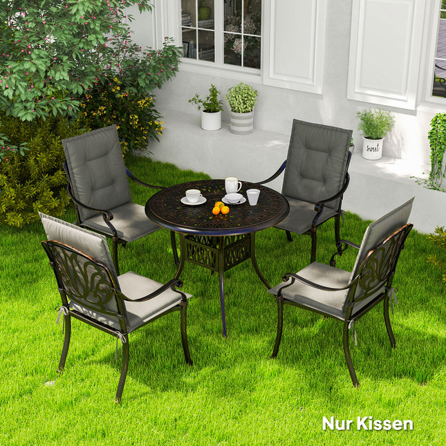 Set 4 perne de sezut 108 x 50 x 5 cm perne de scaun cu legaturi, perna de sezut de interior exterior, perna de sezut, perna de banc pentru mobilier de gradina, scaun de scaun, scaun de sufragerie, gri deschis