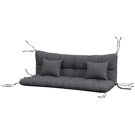 Set 4 perne de sezut, 150 x 50 cm, perne de scaun hidrofuge cu cravate, design innodat, grosime 10 cm, tapiterie pentru leagan, perna de sezut pentru casa, gradina, canapea, gri inchis Aosom