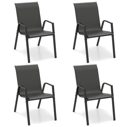 Set 4 scaune de gradina stivuibile din ratan PE cu cotiere scaune stivuibile 66 x 51 x 84 cm