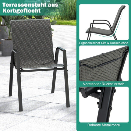 Set 4 scaune de gradina stivuibile din ratan PE cu cotiere scaune stivuibile 66 x 51 x 84 cm