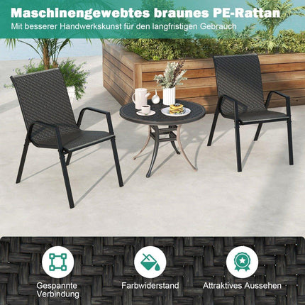 Set 4 scaune de gradina stivuibile din ratan PE cu cotiere scaune stivuibile 66 x 51 x 84 cm