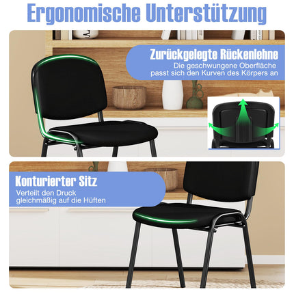 Set de 5 scaune de recepție negre, suprapuse, cu suport ergonomic