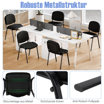 Set de 5 scaune de recepție negre, suprapuse, cu suport ergonomic