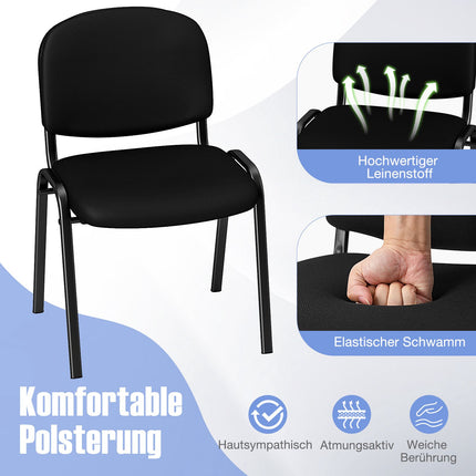 Set de 5 scaune de recepție negre, suprapuse, cu suport ergonomic
