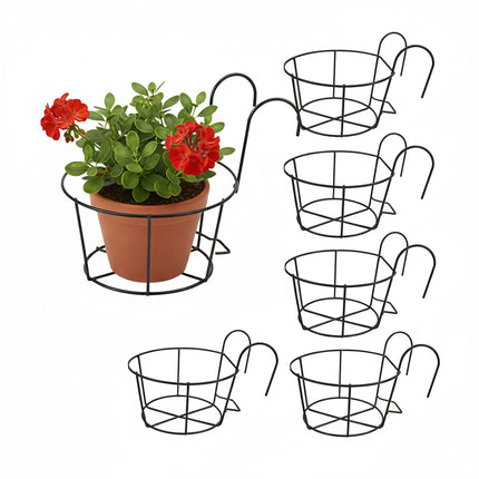 Set de 6 ghivece suspendate cu cârlige pentru balcon