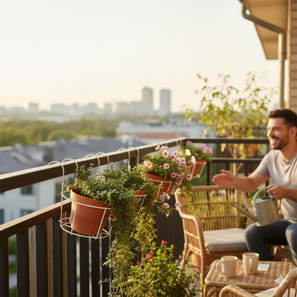 Set de 6 ghivece suspendate cu cârlige pentru balcon