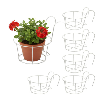 Set de 6 ghivece suspendate cu cârlige pentru balcon