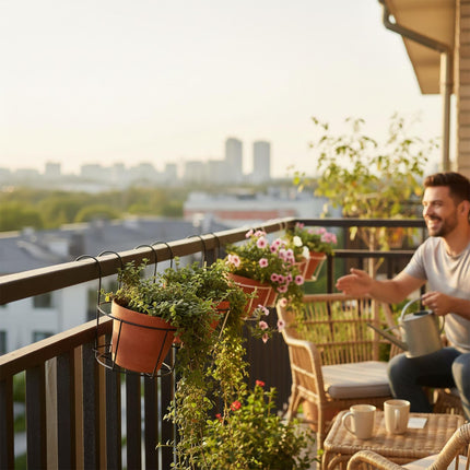 Set de 6 ghivece suspendate cu cârlige pentru balcon