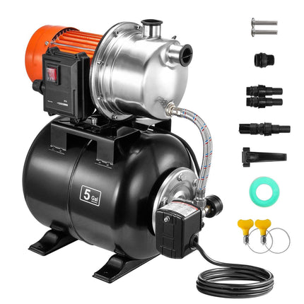 Shallow Well Pump 1 HP With 5 Gallon Pressure Tank