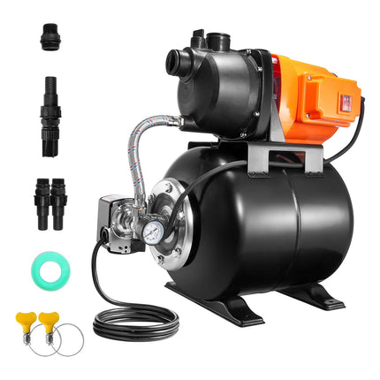 Shallow Well Pump 1 HP with Pressure Tank, 1000 GPH