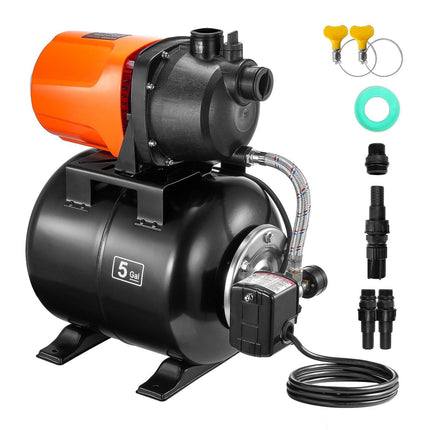 Shallow Well Pump 1 HP with Pressure Tank, 1000 GPH