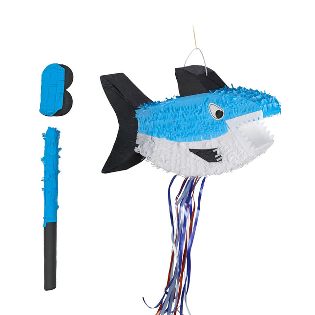 Set de piñata Shark cu băț și mască pentru petreceri