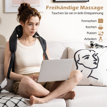 Aparat de masaj Shiatsu pentru gât și umeri, frământare 4D, căldură