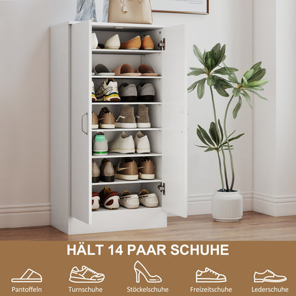 Dulap Pantofi cu Balamale Soft-Close, Rafturi reglabile, Alb