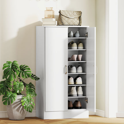 Dulap Pantofi cu Balamale Soft-Close, Rafturi reglabile, Alb