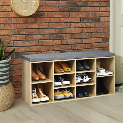 Bancă de depozitare pentru pantofi cu organizator cu 10 cuburi, 41 inch
