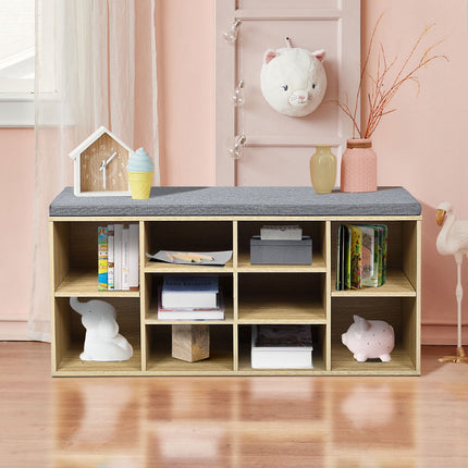 Bancă de depozitare pentru pantofi cu organizator cu 10 cuburi, 41 inch