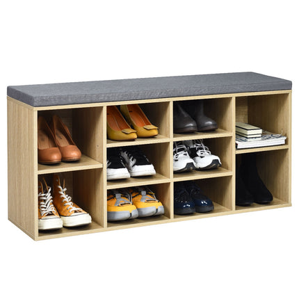 Bancă de depozitare pentru pantofi cu organizator cu 10 cuburi, 41 inch