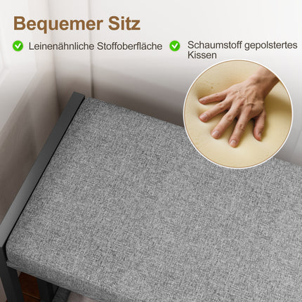 Bancă de depozitare pantofi cu pernă, design cu 3 niveluri, gri