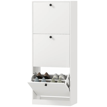 Dulap pantofi cu 3 clapete, suport pentru pantofi cu despărțitor reglabil, comodă pentru pantofi, basculant îngust pentru pantofi pentru 12 perechi de pantofi 47 x 26 x 120 cm, alb |