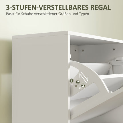Dulap pantofi cu 3 clapete, suport pentru pantofi cu despărțitor reglabil, comodă pentru pantofi, basculant îngust pentru pantofi pentru 12 perechi de pantofi 47 x 26 x 120 cm, alb |