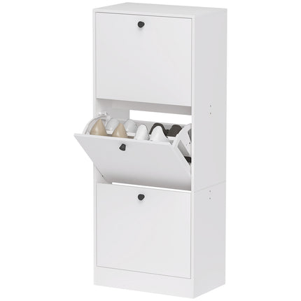 Dulap pantofi cu 3 clapete, basculant pentru pantofi, suport pentru pantofi cu separator reglabil, pantofi ingust pentru 12 perechi de pantofi 47 x 28 x 115 cm, alb Aosom