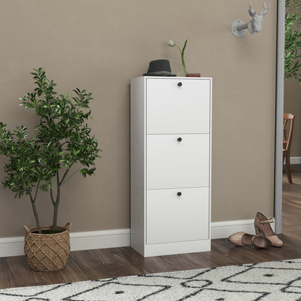 Dulap pantofi cu 3 clapete, basculant pentru pantofi, suport pentru pantofi cu separator reglabil, pantofi ingust pentru 12 perechi de pantofi 47 x 28 x 115 cm, alb Aosom