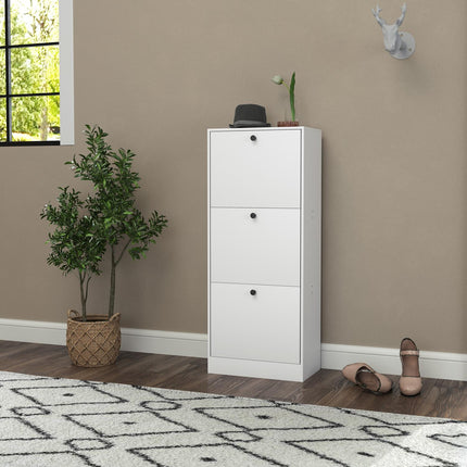 Dulap pantofi cu 3 clapete, basculant pentru pantofi, suport pentru pantofi cu separator reglabil, pantofi ingust pentru 12 perechi de pantofi 47 x 28 x 115 cm, alb Aosom