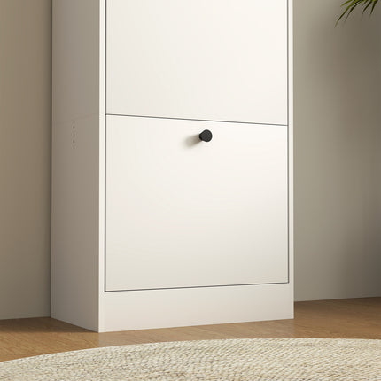 Dulap pantofi cu 3 clapete, basculant pentru pantofi, suport pentru pantofi cu separator reglabil, pantofi ingust pentru 12 perechi de pantofi 47 x 28 x 115 cm, alb Aosom