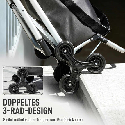 Cărucior de cumpărături, geantă Oxford 40L, design cu 3 roți, gri închis