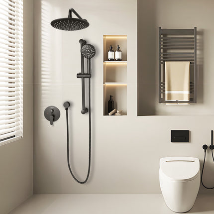 Shower Faucet Set, 9-Inch Rain Head, Handheld, Brass Valve