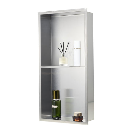 Shower Niche, 25 x 13 in Double Shelf 304 Stainless Steel