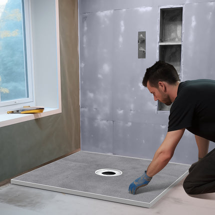 Shower Pan Kit 914x914mm, 160mm Center Drain, 2 Cloths