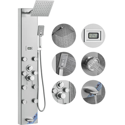 Shower Panel System, Digital Display, 8 Jets, Rainfall