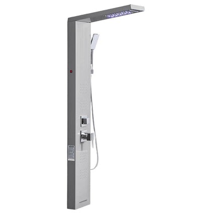 Shower Panel Tower, 53 In Stainless Steel, LED, 5-Function