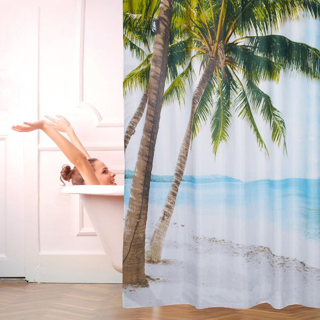 Perdeau de dus motiv plaja 180 x 180 cm